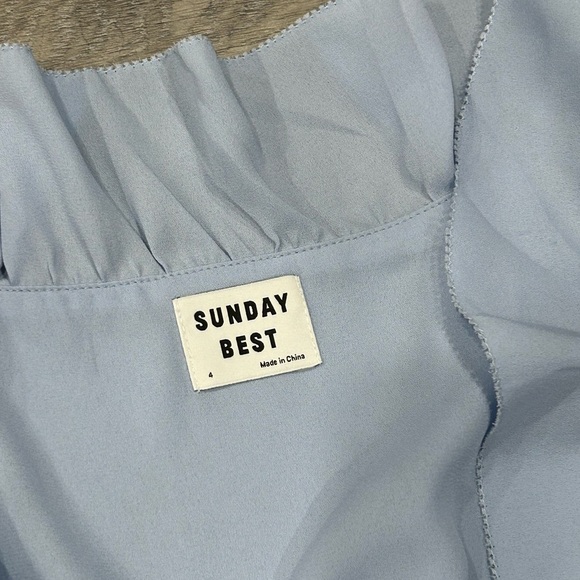 Sunday Best Light Blue Asymmetrical Ruffle Wrap Dress - Picture 2 of 4